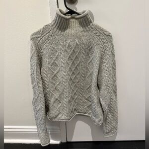 J. Crew, Size Medium, Grey alpaca and merino wool turtle neck sweater.